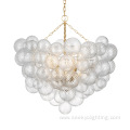 Spiral-textured glass orb pendant gold chandelier